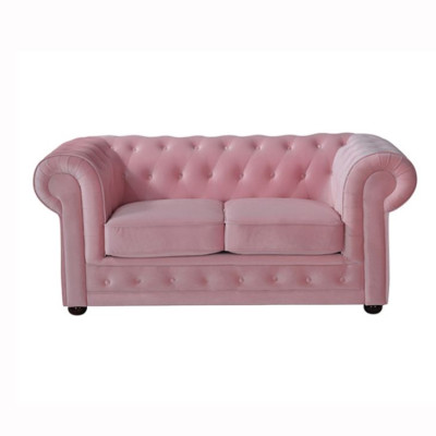 Rosa Chesterfield Sofa Couch Polster Stoff Leder Couchen  Polster Garnitur Neu