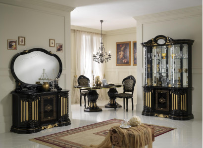 Wohnzimmer Set Vitrine Kommode Spiegel Esstisch Design Schrank Italienische 4tlg