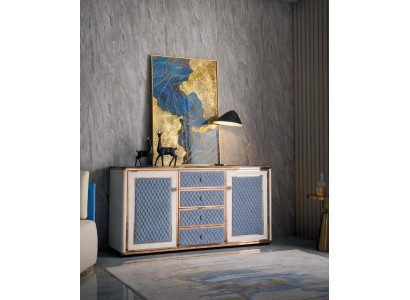 Kommode Moderne Sideboards 4 Schubladen 2 Turen Hochschrank Schrank Lowboard neu