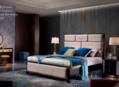 Schlafzimmer Bett Nachttische 3 tlg. Set Design Luxus Betten Leder Doppelbett