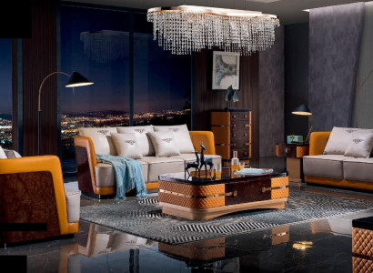 Wohnlandschaft Sofa Polster Sofagarnitur 3+2+1 Sitzer Couchtisch Beistelltisch