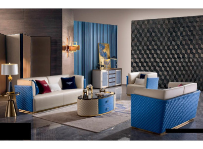 Komplett Set Sofagarnitur 3+2+1 Sitzer Couchtisch Design Wohnlandschaft Gruppe