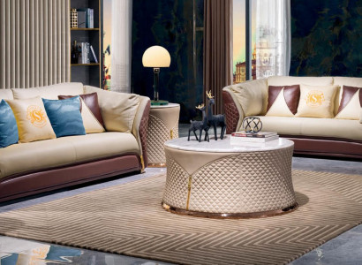 Couch Tisch Kaffee Beistell Design Modern Rund Wohnzimmer Runde Tische Leder Neu