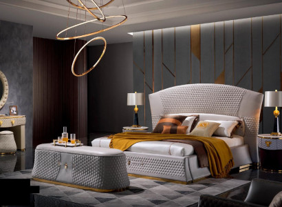 Schlafzimmer Set Komplett Schlafmöbel Schminktisch Nachttische Kommode Bett 7tlg