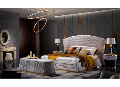 Bett + 2x Nachttisch 3 tlg Schlafzimmer Set Design Modern Luxus Klassische Möbel