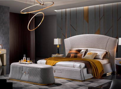 Bett + 2x Nachttisch 3 tlg Schlafzimmer Set Design Modern Luxus Klassische Möbel