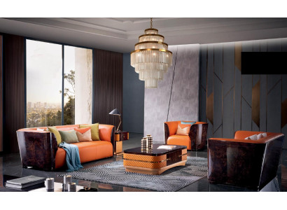 Luxus Möbel Sofagarnitur Couch Sofa Polster 3+2+1 Sitzer + Couchtisch Holz neu