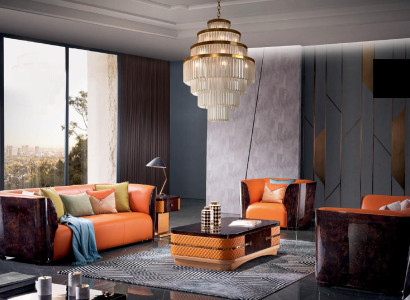 Luxus Möbel Sofagarnitur Couch Sofa Polster 3+2+1 Sitzer + Couchtisch Holz neu