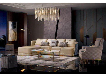 Wohnlandschaft Ecksofa L Form Sessel Set Garnitur Modern Sofa Leder Sitz Ecke