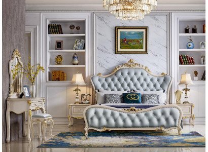 Möbel Schlafzimmer Set Design Bett 2x Nachttisch Schminktisch Hocker Neu 5tlg.