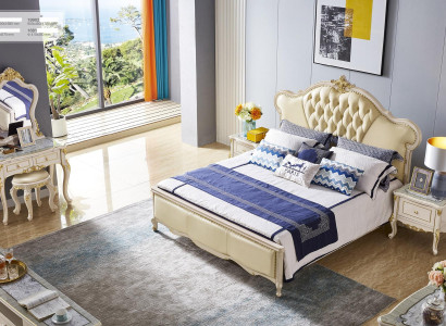 Klassische Möbel Schlafzimmer Set Bett Nachttisch Schminktisch Hocker 5tlg. Neu