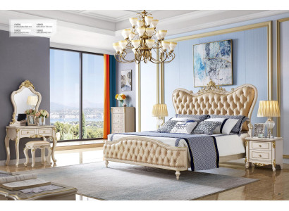 Schlafzimmer Edle Luxus Möbel Bett 2 Nachttische 5tlg. Klassisches Designer Set