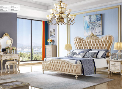 Schlafzimmer Edle Luxus Möbel Bett 2 Nachttische 5tlg. Klassisches Designer Set