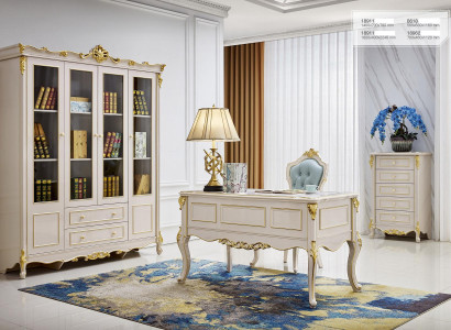 Büro Schreibtisch Sessel Schreibtische Tisch Echtholz Stuhl 2tlg Einrichtung