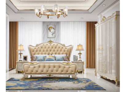 Bett Nachttisch 3 tlg.Schlafzimmer Set Design Modern Luxus Gruppe Echtholz