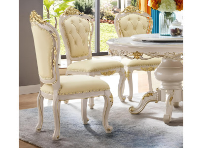 Lehnstuhl Design Stuhl Leder Stühle Chesterfield Echtholz Luxus Sessel Esszimmer