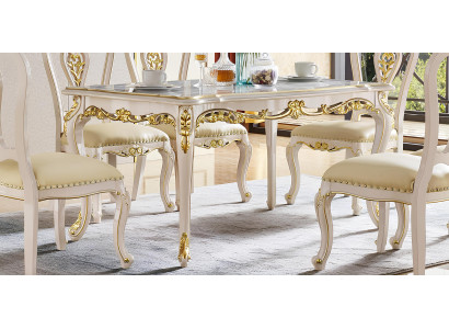 Barock Esstisch Tisch Gruppe Esszimmer Wohnzimmer Garnitur Echtholz Design