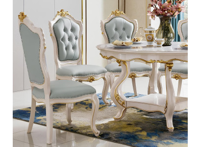 Set Luxus Design Polster Stuhl Stühle  Esszimmer Echtholz 4x Stühle