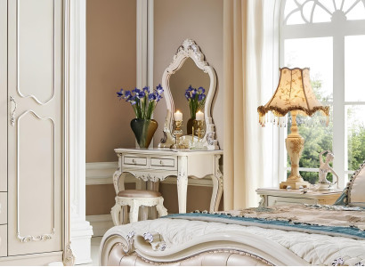 Schminktisch Spiegel Hocker Komplett Set Kommode Schlafzimmer Echtholz