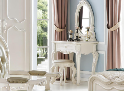 Schminktisch mit Hocker Spiegel Frisier Schminkspiegel Make Up Echtholz Neu