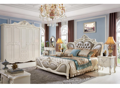 Schlafzimmer Komplett Set Bett Nachttisch Schminktisch 6 tlg. Echtholz Hocker