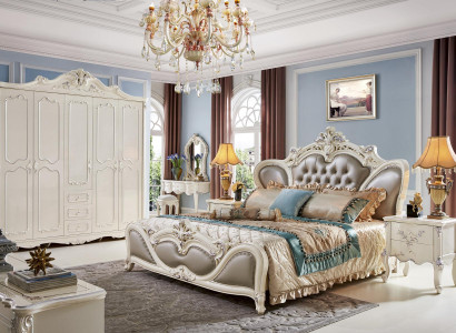 Schlafzimmer Komplett Set Bett Nachttisch Schminktisch 6 tlg. Echtholz Hocker