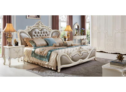 Bett Polster Design Luxus Doppel Echtholz Betten Schlaf Zimmer  Chesterfield