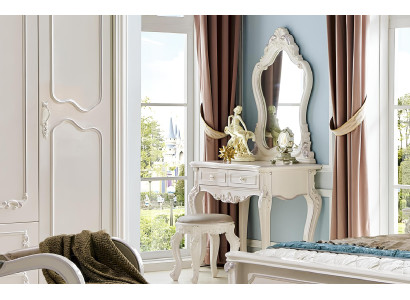 Tisch Klassische Konsole Spiegel Echtholz Schminktisch Schlafzimmer Hocker 2tlg