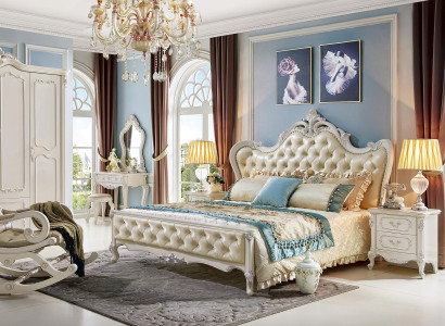 Design Schlafzimmer 6 tlg. Komplett Set Bett Nachttisch Schminktisch Möbel Neu