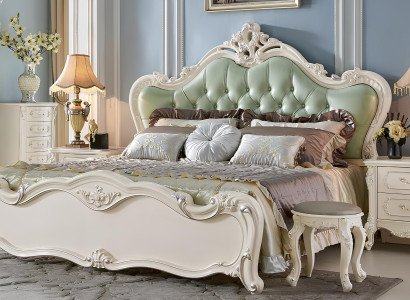 Klassisches Schlafzimmer Set Garnitur Luxus Barock Rokoko Echtholz Bett