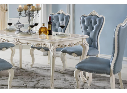 Klassische Stühle Barock Stuhl Sets 4x Lehnstuhl Garnitur Echtholz Chesterfield