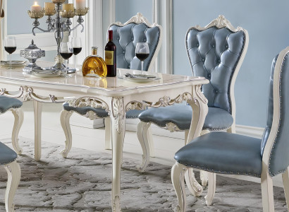 Klassische Stühle Barock Stuhl Sets 4x Lehnstuhl Garnitur Echtholz Chesterfield