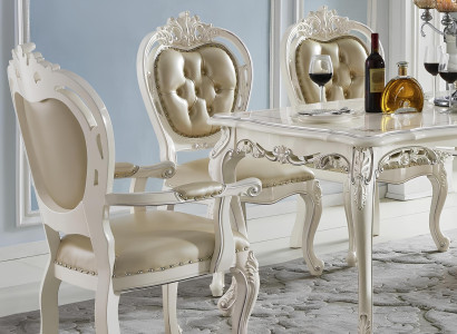 Klassische Esszimmer Möbel Essgarnitur Lehnstuhl Tisch Gruppe 5tlg. Set Barock