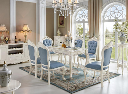 Klassischer Tisch Esstisch Echtholz Esszimmer Garnitur 4x Stuhl Set Stühle 5tlg