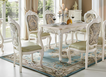 Luxus Möbel Stuhl Set 4x Stühle Gruppe Echtholz Esszimmer Sessel Chesterfield