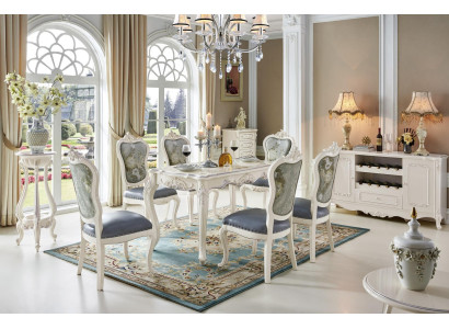 Klassische Stühle Barock 4x Lehnstuhl Garnitur Echtholz Chesterfield Stuhl Sets