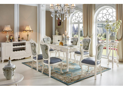 Barock Esstisch Tisch Gruppe Esszimmer Wohnzimmer Garnitur Echtholz Design