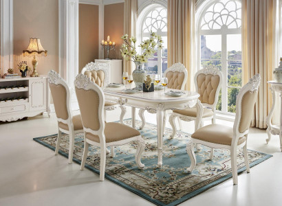 Klassische Esszimmer Möbel Essgarnitur Tisch Holz Komplett Set 7tlg. Essgruppe