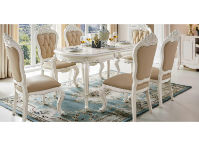 Esszimmer Barock neu Polsterstuhl Luxus Sessel Stuhl Echtholz Stühle Wohnzimmer