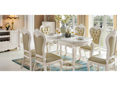 Klassisches Wohnzimmer Set 6x Barock Rokoko Stühle Lehn Sessel Polster Gruppe