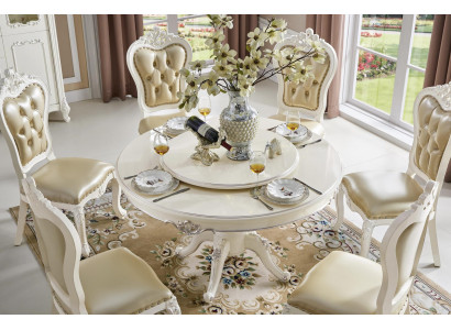 Runder Esstisch 6 Stühle Stuhl Esszimmer Komplett Garnitur Barock Rokoko 7tlg.