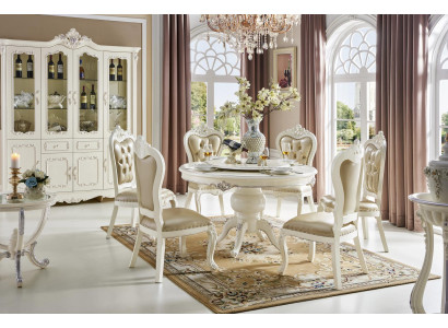 Chesterfield Stuhl Set Gruppe Design Echtholz Stühle Garnitur Sessel 4x Neu