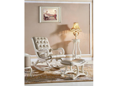 Chesterfield Barock Schwingsessel Hocker Schaukelstuhl Schwing Stuhl Relax Leder