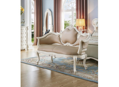 Polsterbank Sitzbank Designer Echtholz Bank Sitzmöbel Lederbank Holzbank Barock