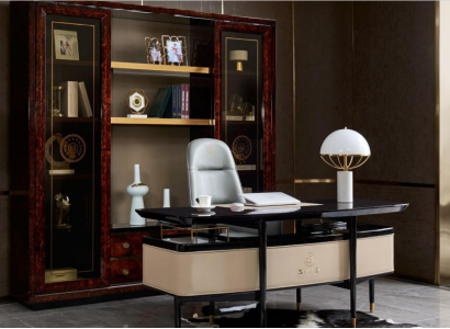 Einrichtung Arbeitszimmer Büro Möbel Tisch Schrank Sessel 3tgl Set Garnitur Neu