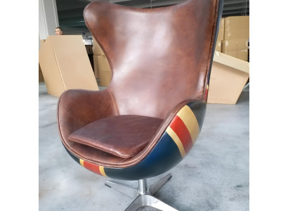 Stuhl  Loungesessel Vintage Drehstuhl Chef Sessel Lounge Club Leder Jack Union