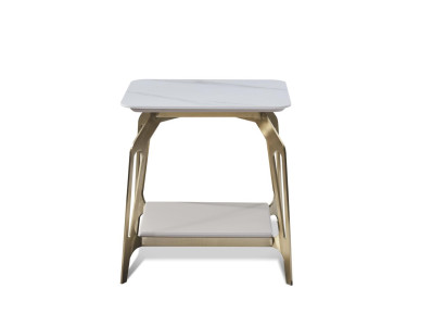 Edelstahl Beistelltisch in Mattierter Felsplatte, modernes Design