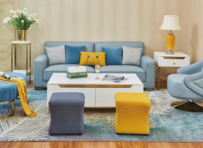 Wohnzimmer Set Sofa 3 Sitzer Sessel Hocker Polster Garnitur Leder Modern 3tlg.