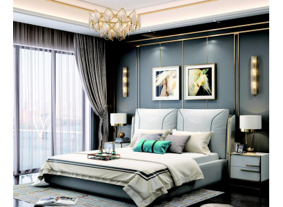 Polsterbett Doppelbett Designer Bett Ehebett Schlafzimmer Lederbett Neu Betten