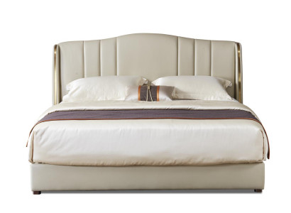 Designer Bett Schlafzimmer Doppelbett Betten Leder Hotel Luxus Polster Neu